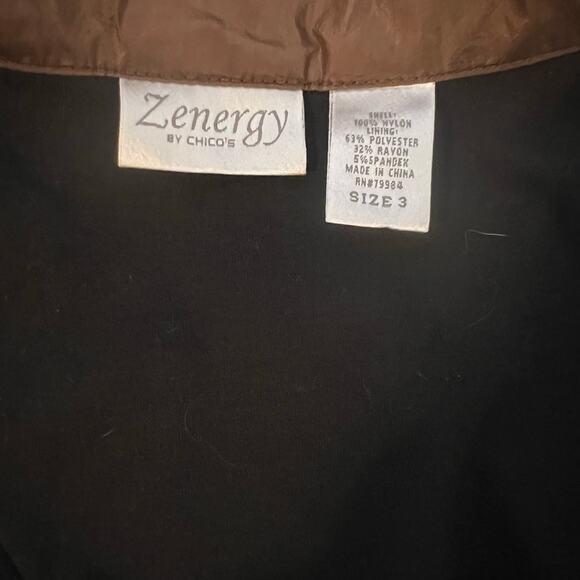 Chico‘s Synergy Womens Size 3 Windbreaker Drawstring Snap Lined Y2K roll-tab - Picture 12 of 13